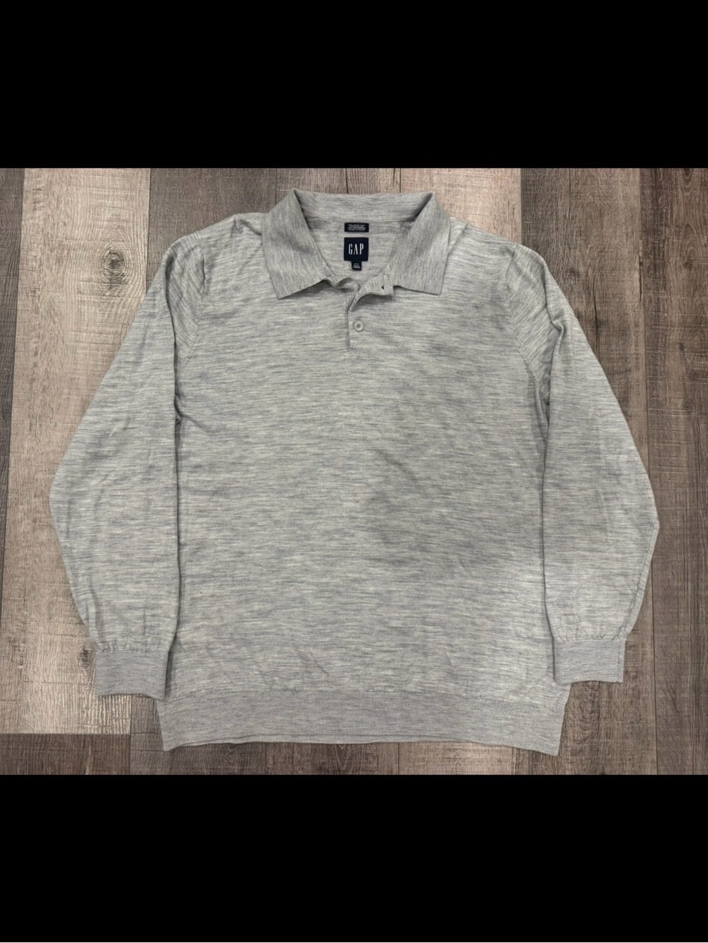 Men’s GAP 100% Merino Wool Polo Sweater XL GREY Collared Sweatshirt Longsleeve